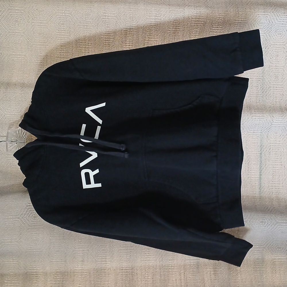 RVCA Black Hoodie with White Logo
